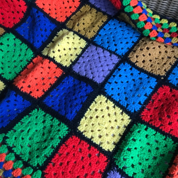 Granny Square Afghan Throw Colour Block Crochet - Picture 6 of 10